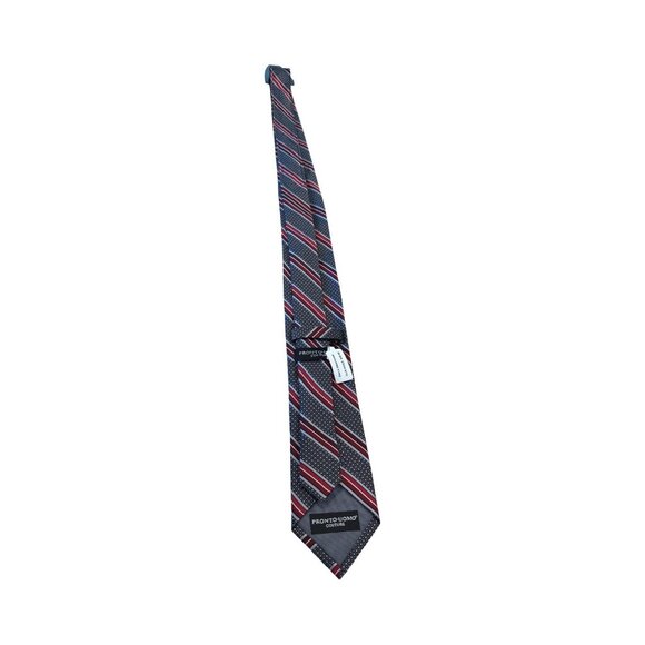 Men’s Pronto NWT Silk Tie Blue And Red Stripe Sleek Elegant Classic Stylish - Picture 6 of 6